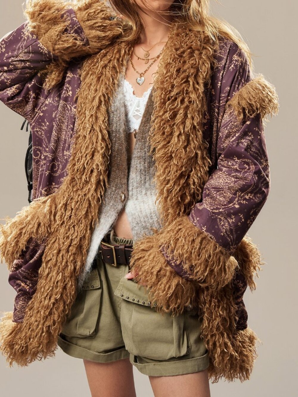 Coffee Brown Casual Women's Loose Drop Shoulder Oversized Thigh Length Cardigan - Picture 6 of 8